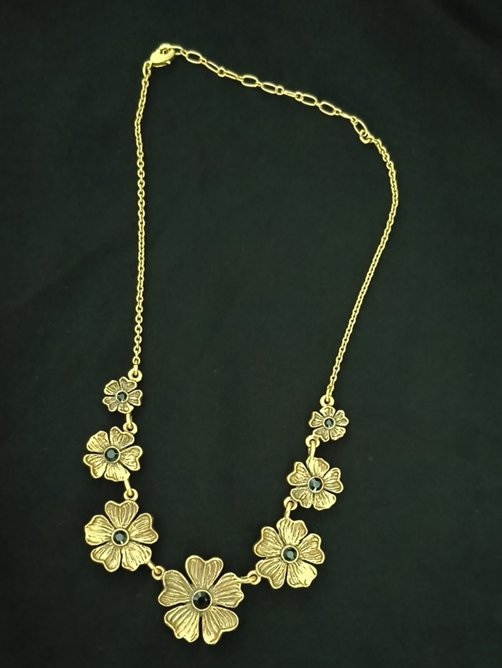 Pilgrim Gold Floral Statement Necklace with Black Centers